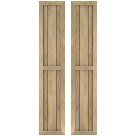 Americraft 3-Board Exterior Wood 2 Equal Panel Framed Board-n-Batten Shutters, ARW101BF311X69UNH